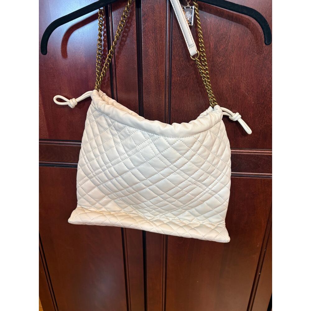 Kurt Geiger Designer Quilted Leather Shoulder Brixton Drawstring Bag Cream - Picture 2 of 15